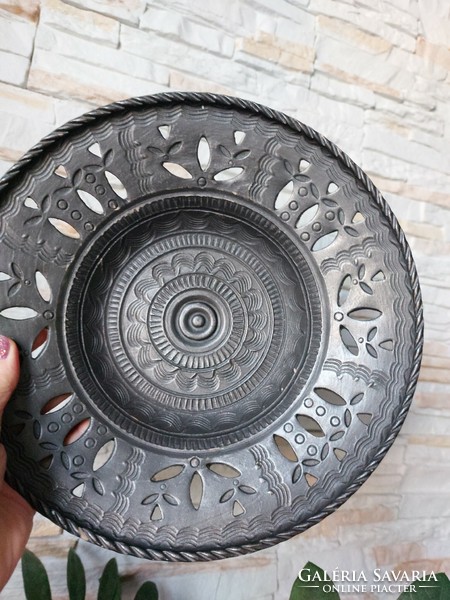 Mohács black glazed ceramic bowl/plate