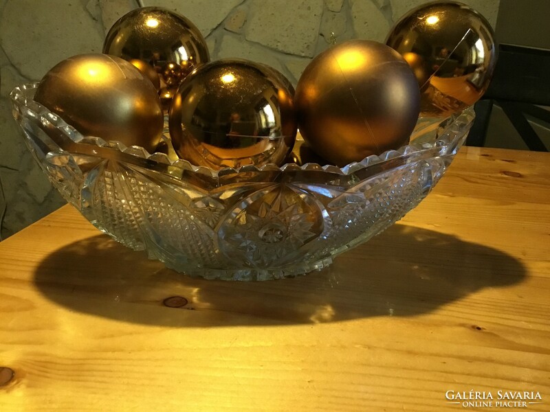 Glass bowl - oval, Czech, crystal effect for sale.