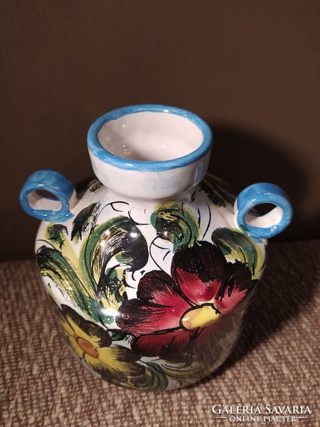Italian floral ceramic vase