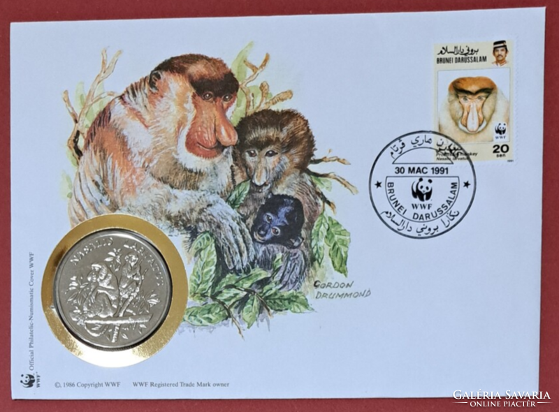 Brunei 1991.WWF emlék 50 Sen érmés borítékban UNC