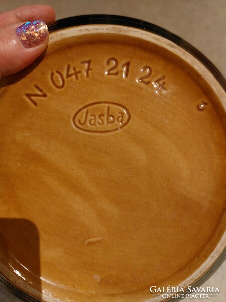 Amber/ochre fired large jasper ceramic container