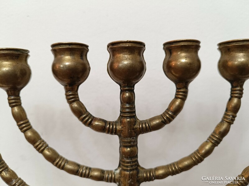 Antique menorah Judaica copper Jewish candle holder 7 branch menorah 393 8034
