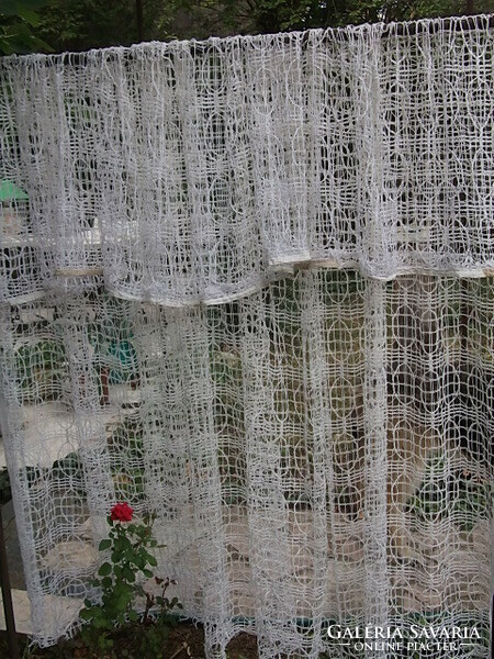 Retro modern fishnet thread curtain 290x180 cm - freshly washed