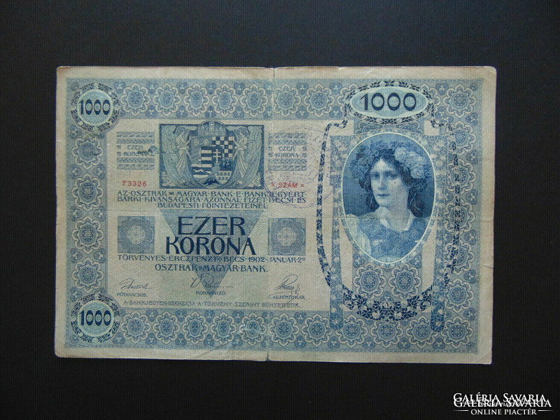 1000 korona 1902 Szerb-Szlovén-Horvát bélyeg + Bélyegzés ! RR 02