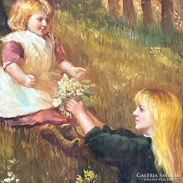 Marked by F. Girard: flowers for the little girl (f517)