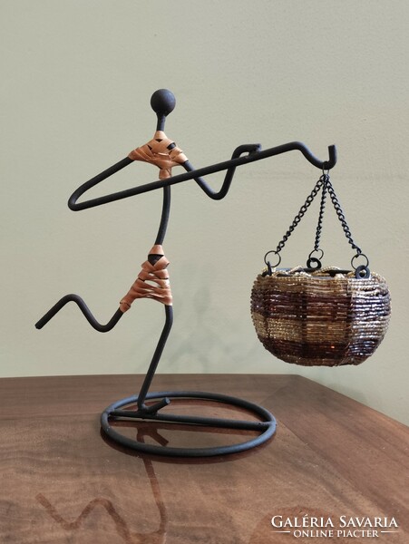 Retro figural wrought iron candle holder package