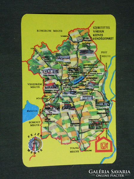 Kártyanaptár, Fejér megyei ÁFÉSZ vendéglátó vállalat,étterem,vendégló,kocsma, térképes, 1976 ,   (2)
