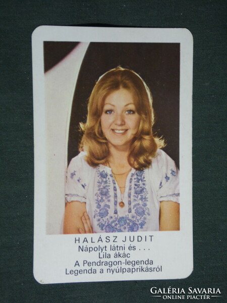 Card calendar, movie theater, Judit fisherman, actress, 1976, (2)