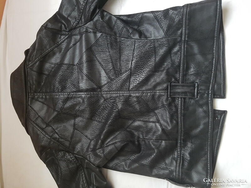 Női bőrhatású dzseki 40-es M-es fekete