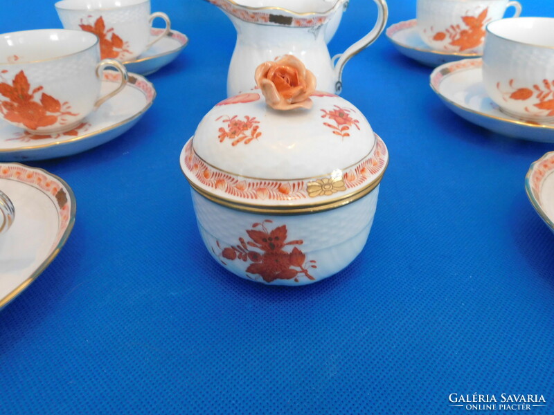 Herend Appony pattern orange 6-piece tea set