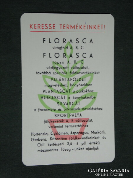 Kártyanaptár,Florasca virágföld,Sopron talajerő gazdálkodási váll, 1976 ,   (2)