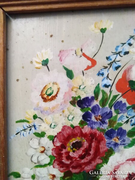 Olaj festmény tavaszi virágokkal