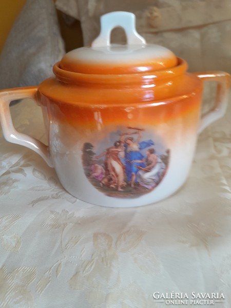 Zsolnay scene sugar bowl