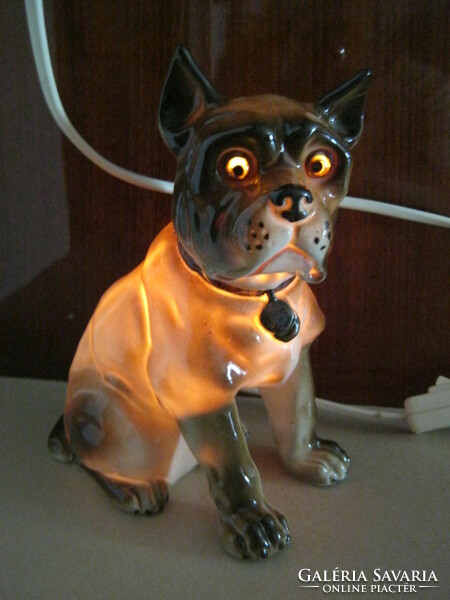 Retro ... Boxer dog figural porcelain lamp