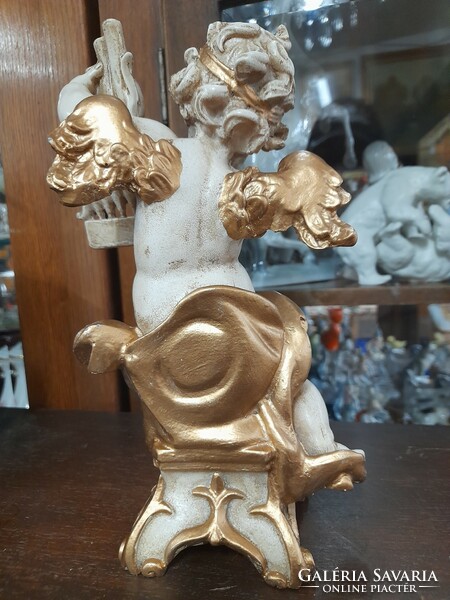 Church music gilded putto, angel. 24 Cm.