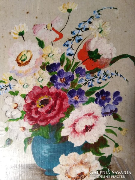 Oil painting with spring flowers