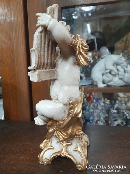 Church music gilded putto, angel. 24 Cm.