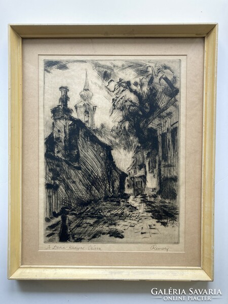 Jenő Remsey (1885-1980): the city of the Danube Bend - Szentendre, etching, marked