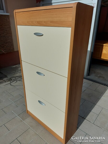 For sale is a large, 3-compartment modern shoe cabinet, with a key compartment on the top. Furniture