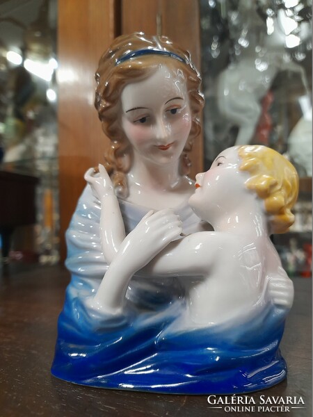 Old German, Germany Grafenthal, hand-painted, mother and child porcelain figurine. 13 Cm.