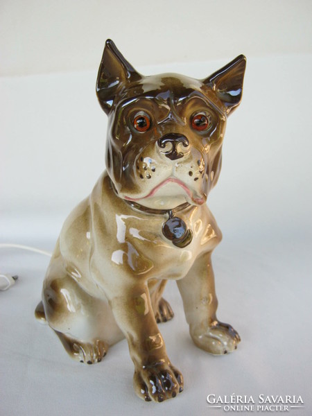 Retro ... Boxer dog figural porcelain lamp