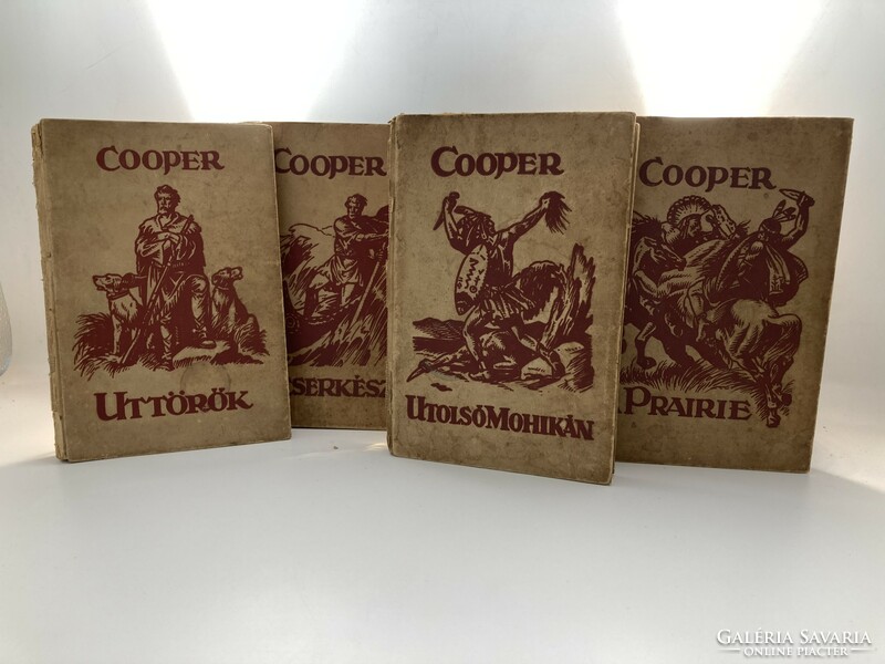 Cooper: last of the Mohicans, the scout, pioneers, the prairie - antique edition, with drawings by Jenő Haranghy