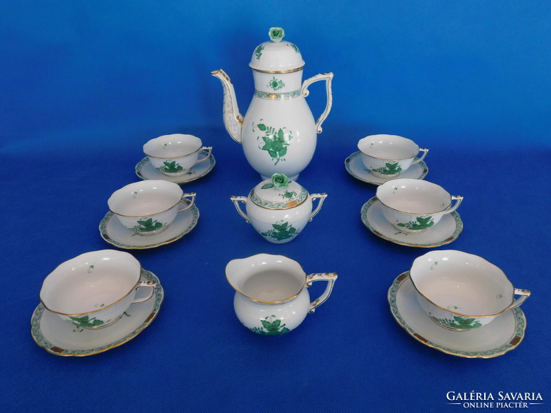 Herend Appony pattern green 6-piece tea set