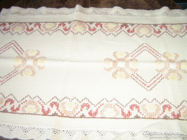 Beautiful hand embroidered woven tablecloth running