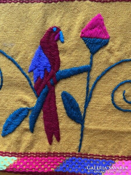 A beautiful handmade parrot tablecloth