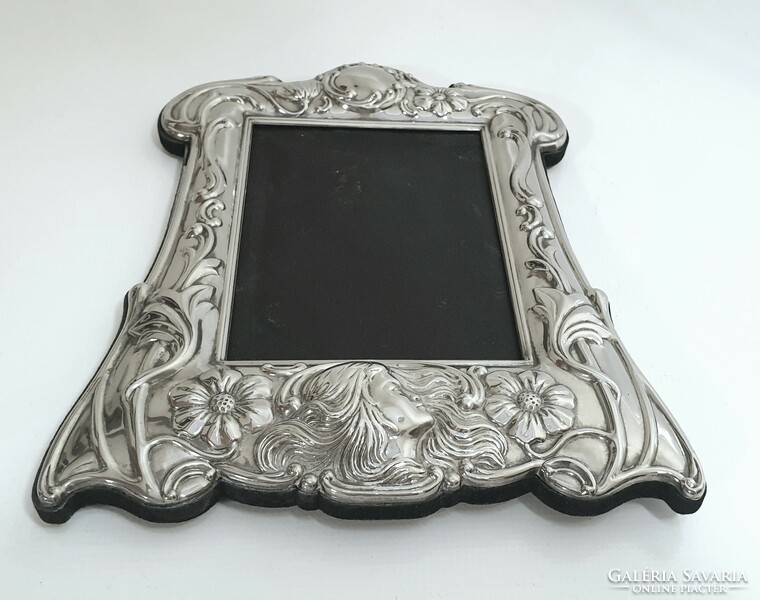 Silver-plated art nouveau photo frame, photo frame, photo holder