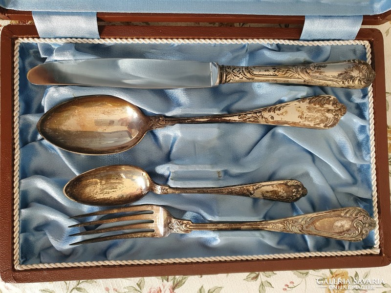 Silver christening set in box