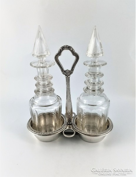 With silver serving glass