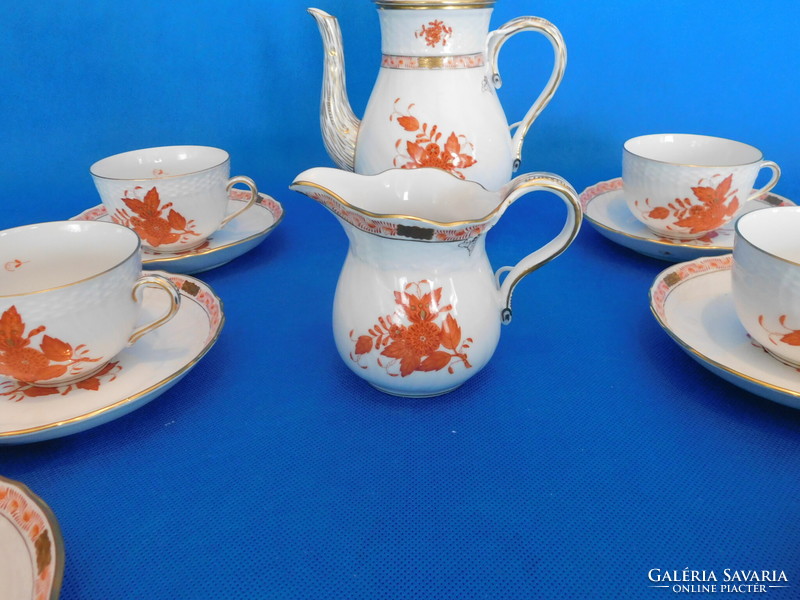 Herend Appony pattern orange 6-piece tea set