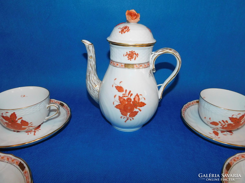 Herend Appony pattern orange 6-piece tea set