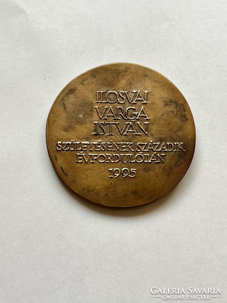 Róbert Csíkszentmihályi bronze double-sided plaque István Varga Ilosva 100 years old 1995