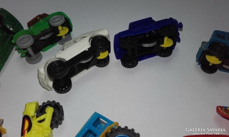 Old, retro kinder steering wheel toy small cars, motorbike, airplane, 11 pieces!
