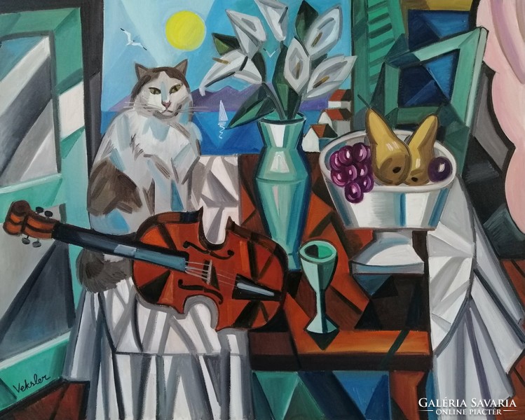 Samuel Veksler (1966) - Fenêtre du violoniste- 81x65 cm