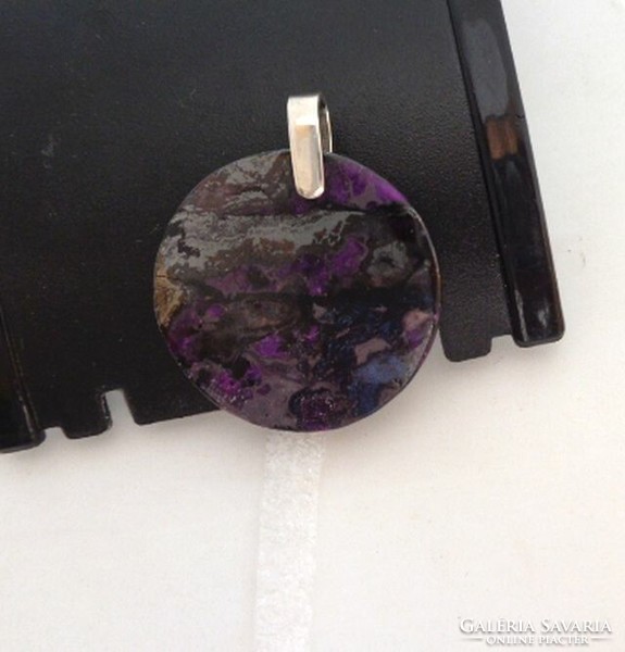 SZUGILIT - RICHTERIT   NAGY kör alakú  medál ezüst akasztón RITKA!!!