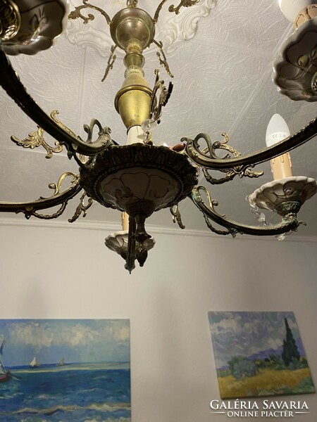 Dresden baroque chandelier in copper and porcelain