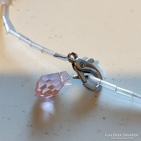 Beautiful faceted rose quartz necklace 47cm