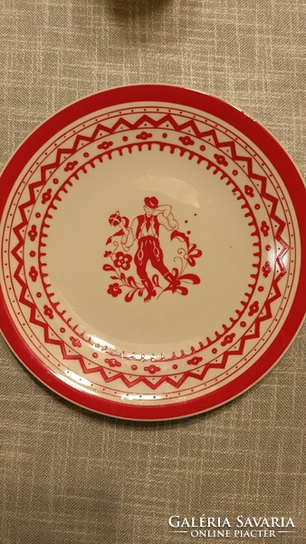 2 Boys' and girls' folk-style hand-painted wall plates from Zsolnay