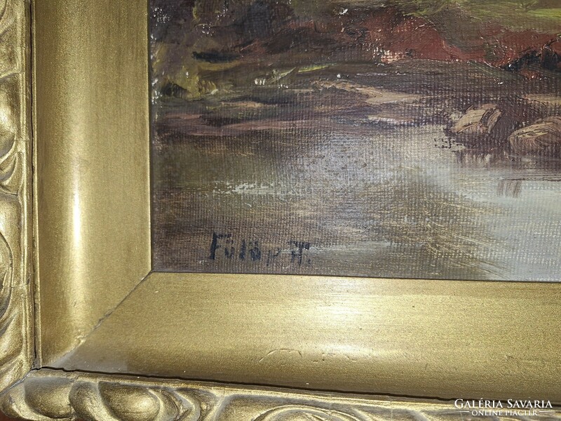 Kellemes tájkép,szép keretben Fülöp A jelzéssel 100x70cm