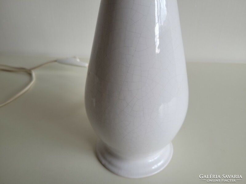 Old retro lamp white cracked glazed ceramic mid century lamp