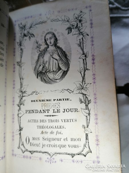 A jámbor kereszténység virágai, antiik francia imakönyv Fleurs de la piété chrétienne, 1867.