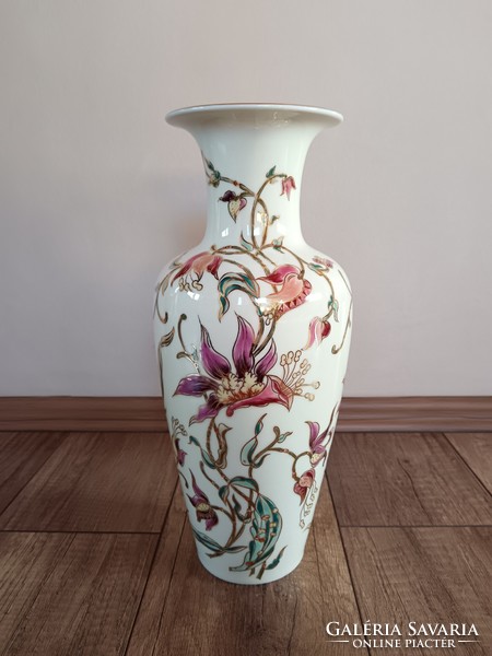 Zsolnay large porcelain vase with orchid pattern