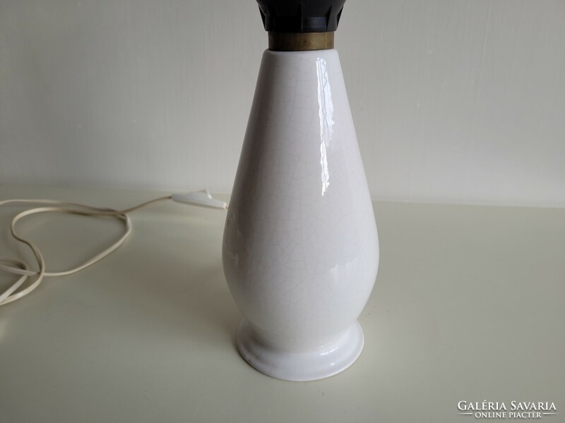Old retro lamp white cracked glazed ceramic mid century lamp