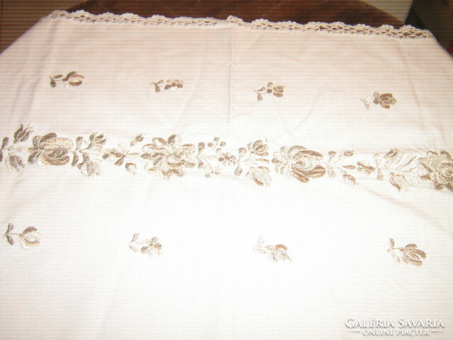 Beautiful antique matyo old silver silver glitter yarn hand embroidered tablecloth
