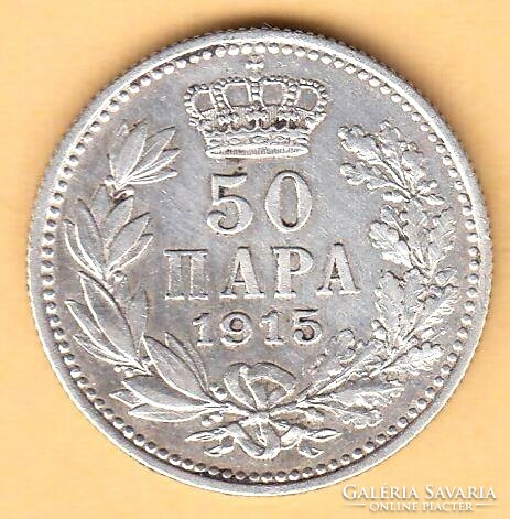 Ezüst Szerbia 50 Para 1915  T1