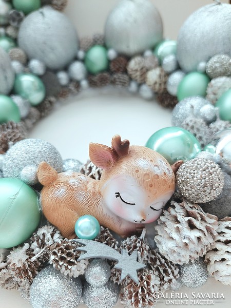 Deer/deer Advent wreath and door decoration set