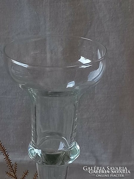 Christmas table glass candlestick with candle and decoration in its own box